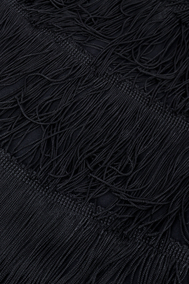 Vintage Moschino Couture Fringe Jacket and Skirt Set fringe closeup @recessla