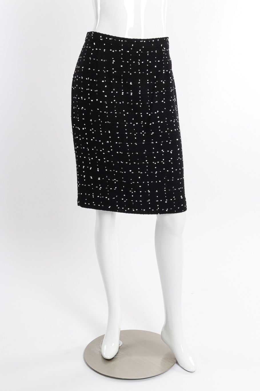 Vintage Moschino Dot Bouclé Jacket and Skirt Set skirt front view on mannequin @recessla
