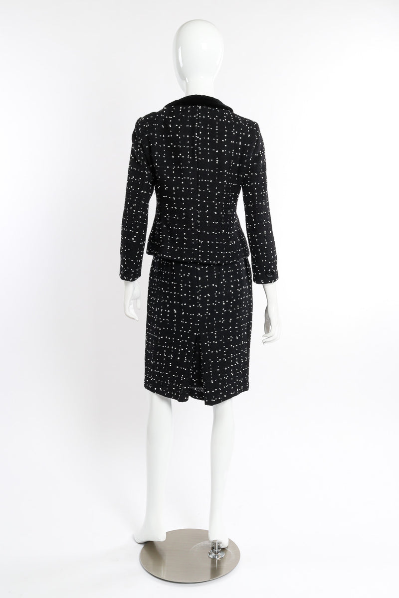 Vintage Moschino Dot Bouclé Jacket and Skirt Set back view on mannequin @recessla