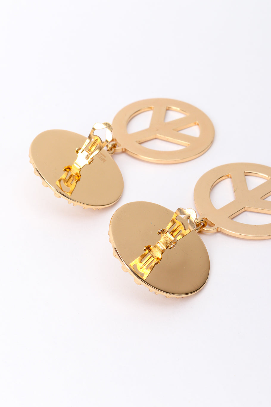 Vintage Moschino Bijoux Peace Drop Earrings back clips unhinged @recess la