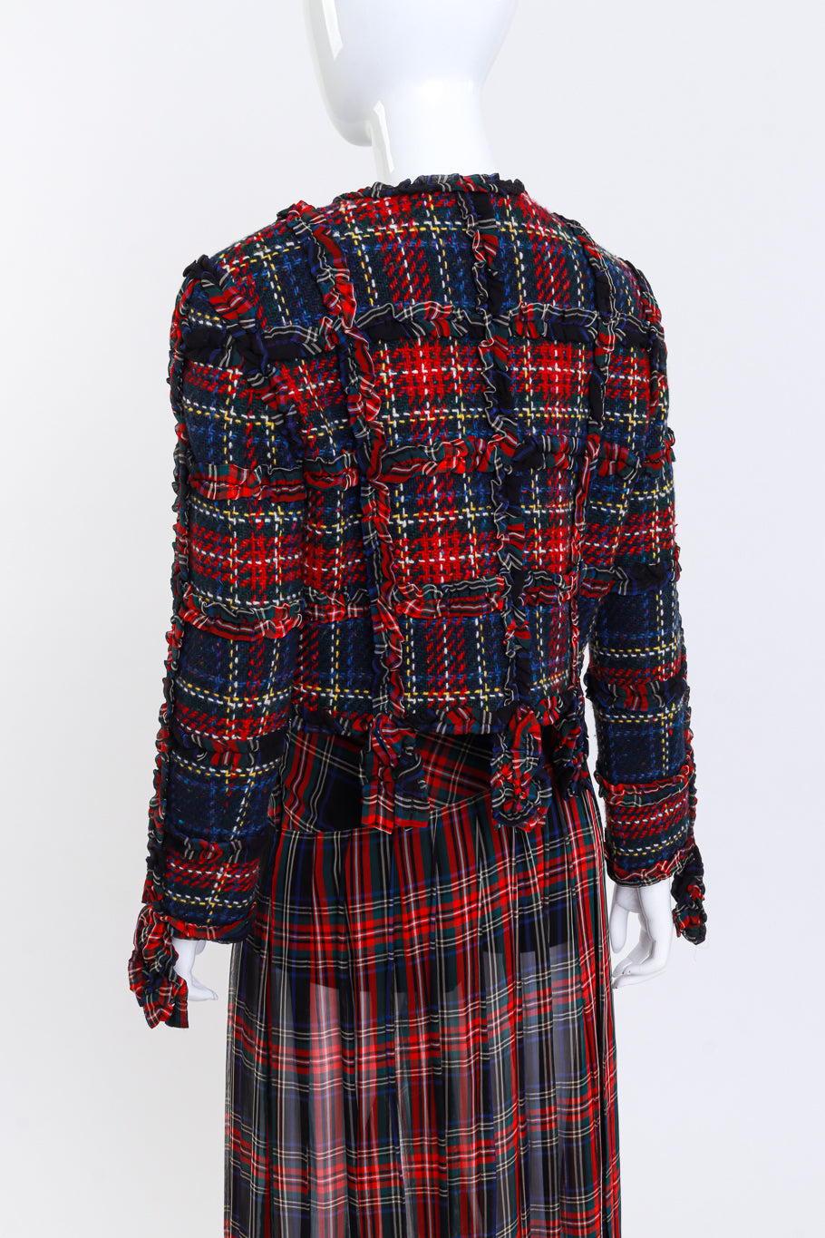 Vintage Moschino Plaid & Ruffle Deconstructed Skirt Set back @RECESS LA