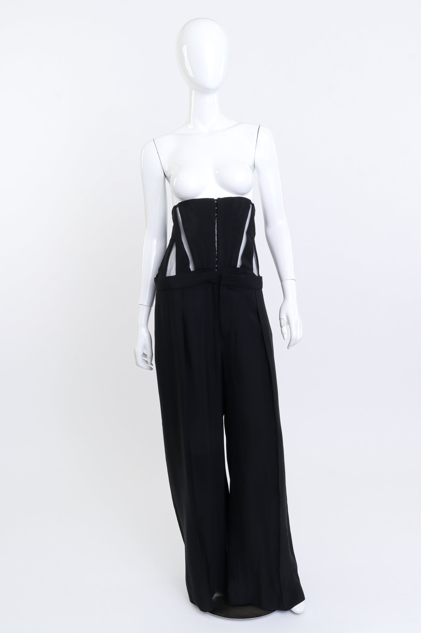 Thierry Mugler Corset Wide Leg Trouser front on mannequin @recess la