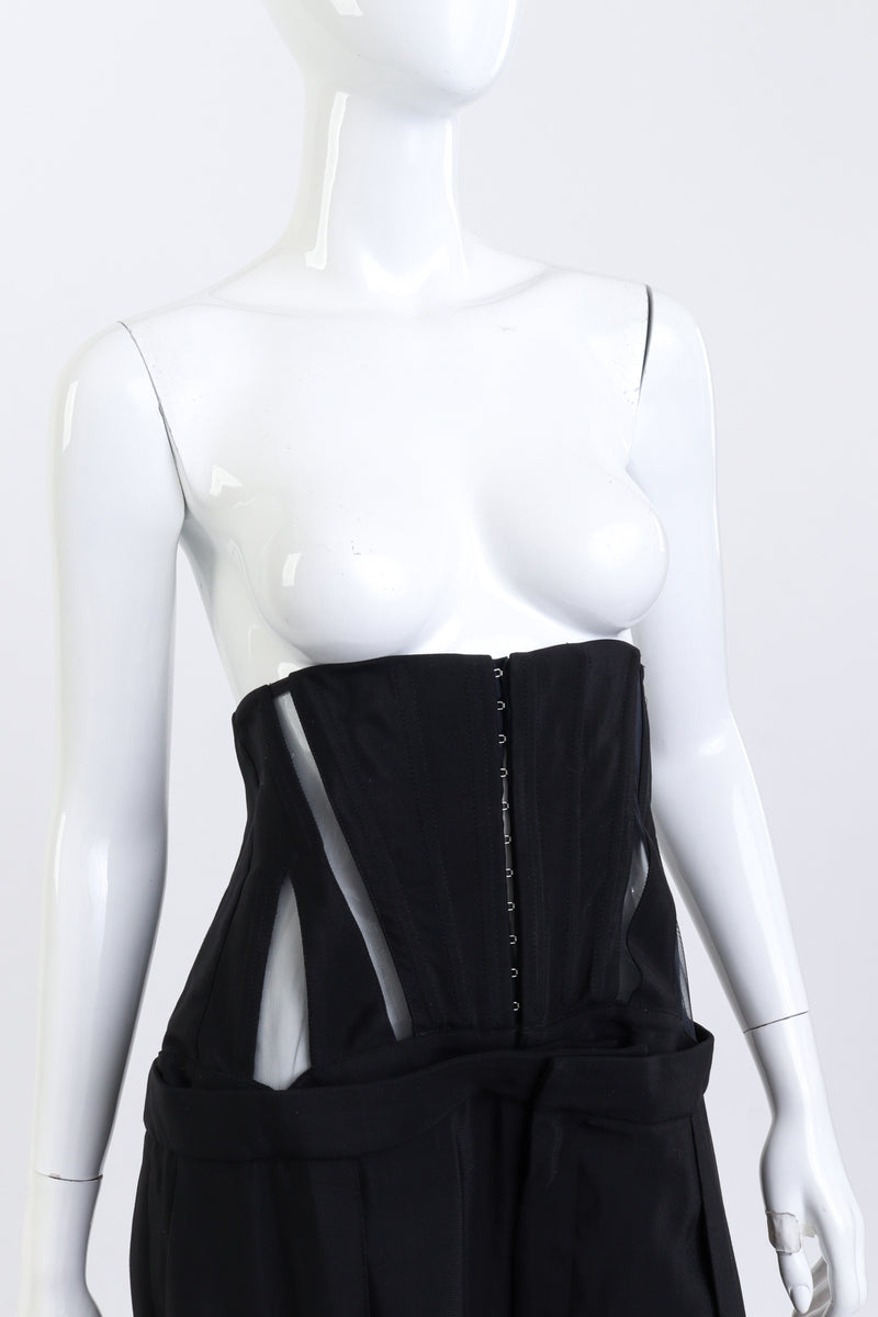 Thierry Mugler Corset Wide Leg Trouser front on mannequin closeup @recess la