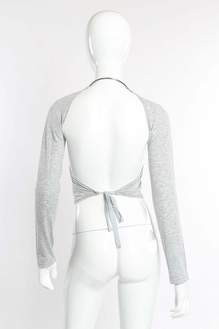 Cut-Out Sleeve Ring Collar Halter Top by Margiela on mannequin back @recessla