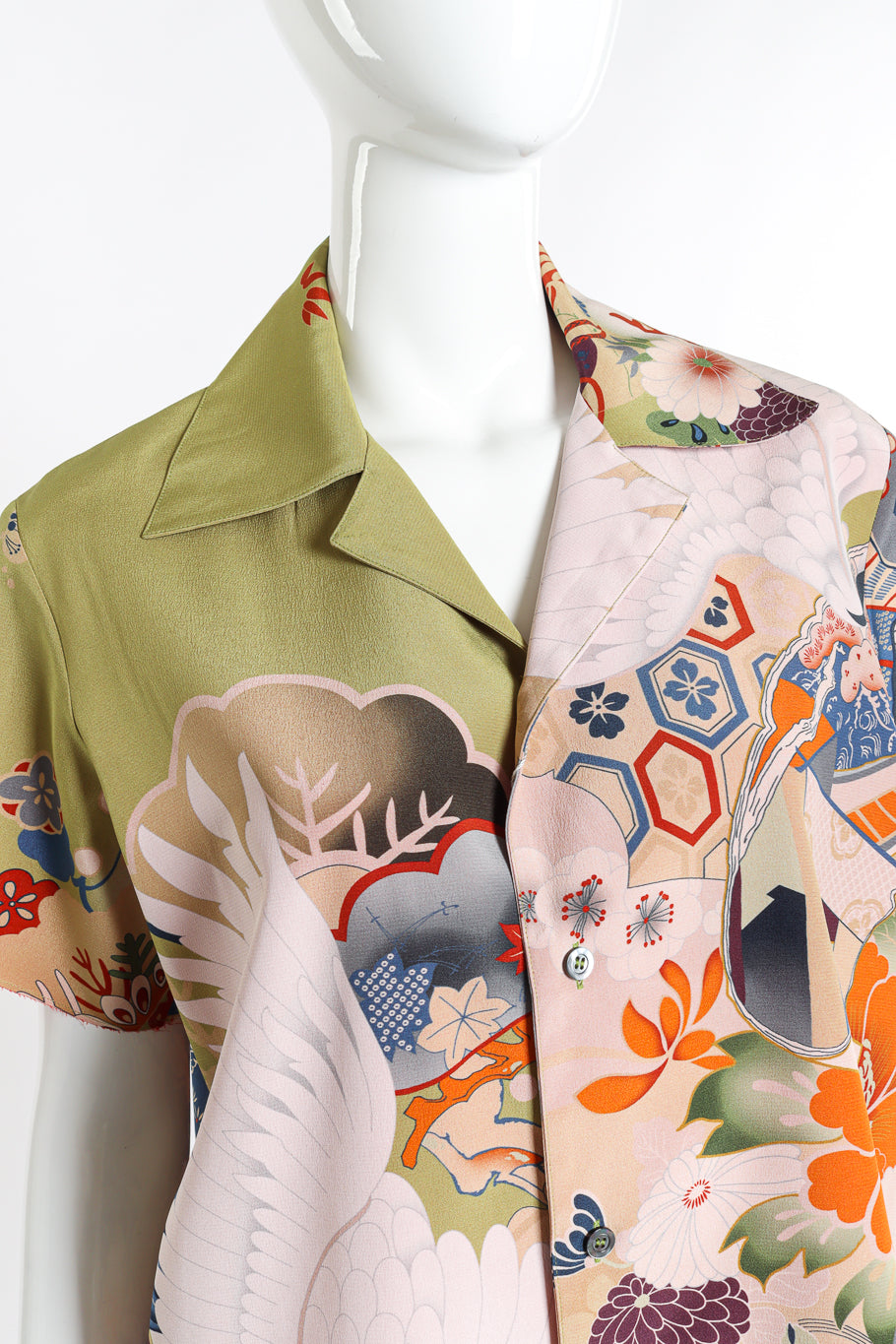 Maison Margiela 2019 S/S Japanese Crane Shirt front on mannequin closeup @recess la