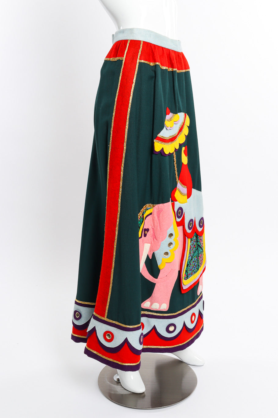 Vintage Malcolm Starr Elephant Maxi Skirt on mannequin side @recessla