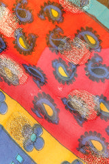 Vintage Malcolm Starr Paisley Print Hostess Dress tear in fabric closeup @Recessla