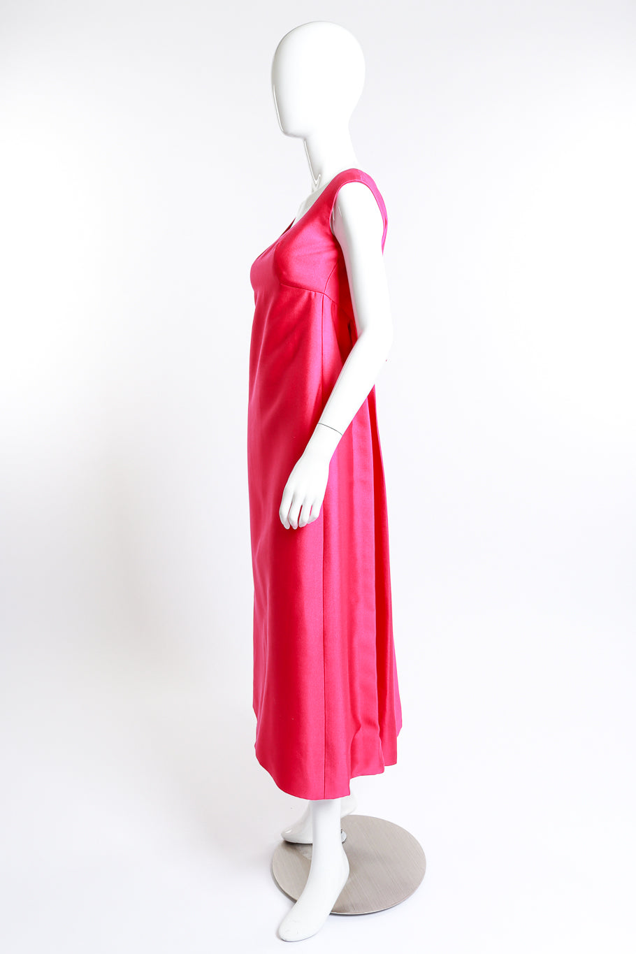 Vintage Malcolm Starr Silk Twill Empire Dress side on mannequin @recess la