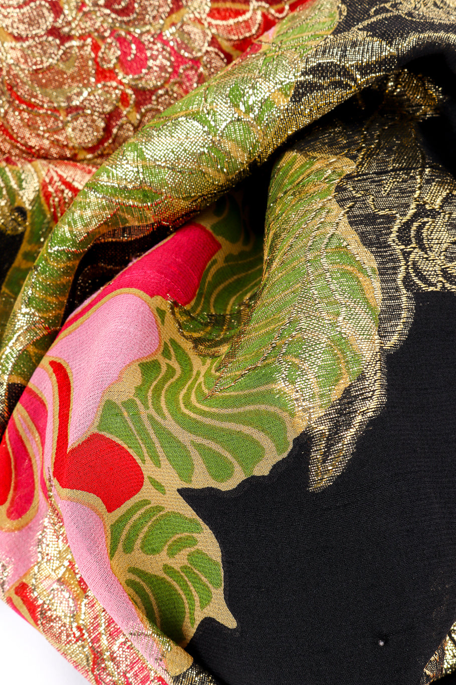 Vintage Malcolm Starr Flower Lamé Silk Dress fabric closeup @recessla