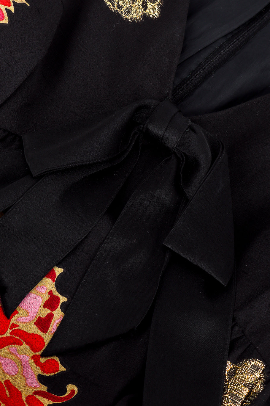 Vintage Malcolm Starr Flower Lamé Silk Dress front bow closeup @recessla