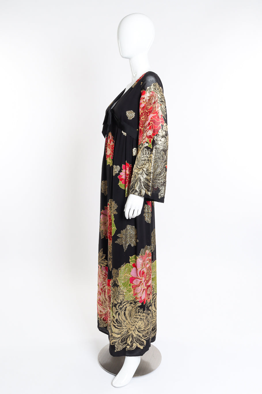 Vintage Malcolm Starr Flower Lamé Silk Dress side on mannequin @recessla 