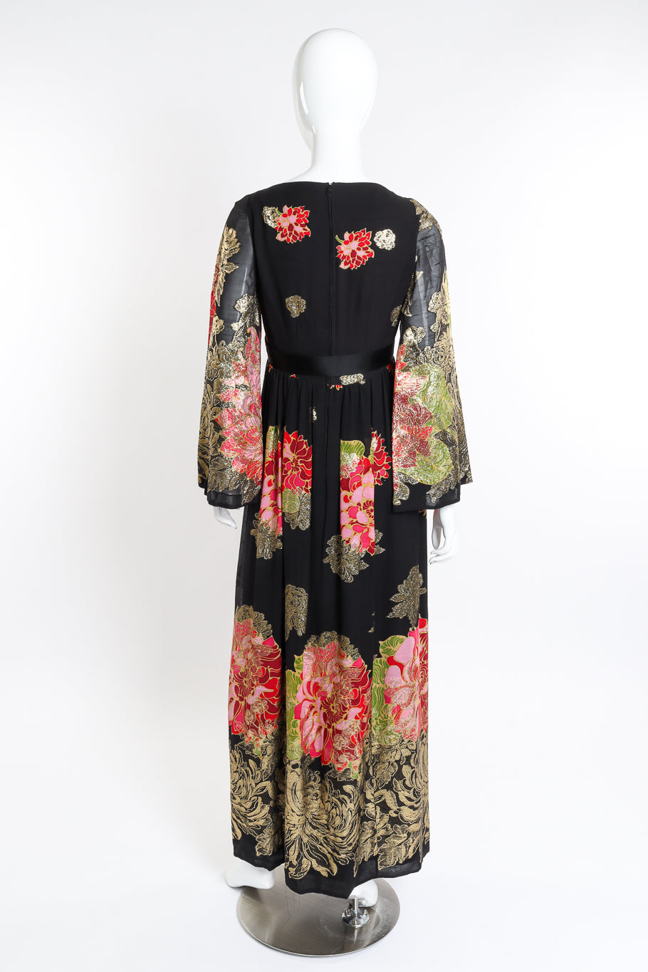 Vintage Malcolm Starr Flower Lamé Silk Dress back on mannequin @recessla