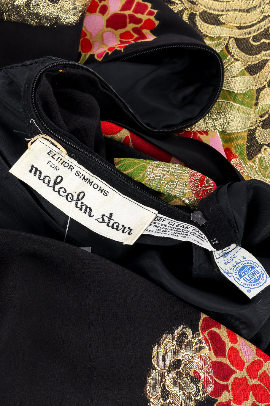 Vintage Malcolm Starr Flower Lamé Silk Dress signature label @recessla