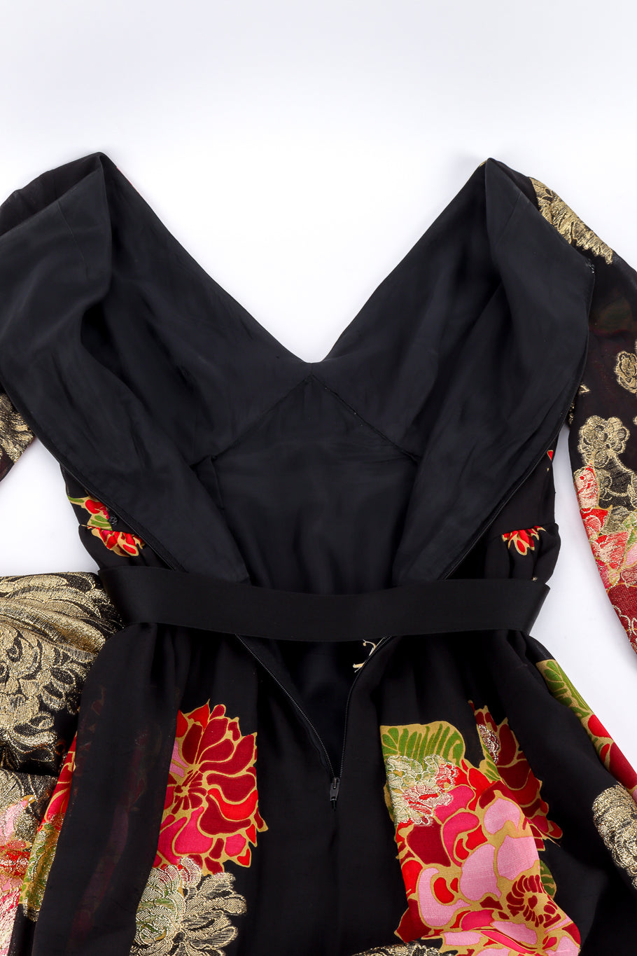 Vintage Malcolm Starr Flower Lamé Silk Dress back unzipped @recessla