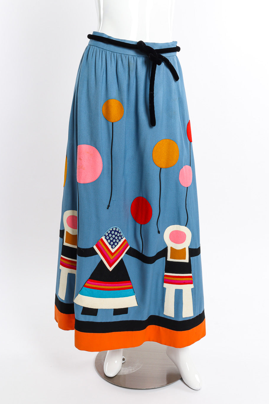Vintage Malcolm Starr Geometric Top and Skirt Set skirt front on mannequin @recessla
