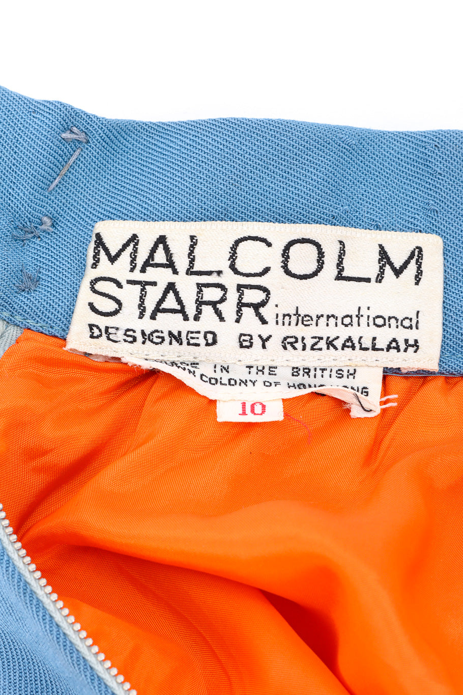 Vintage Malcolm Starr Geometric Top and Skirt Set signature label closeup @recessla