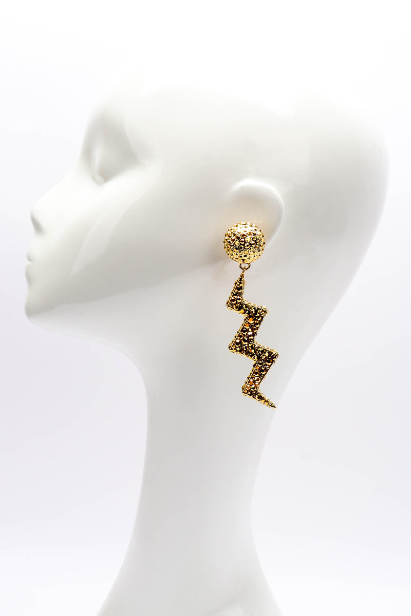 Marie Monsod Thunderbolt Earrings on mannequin @recessla