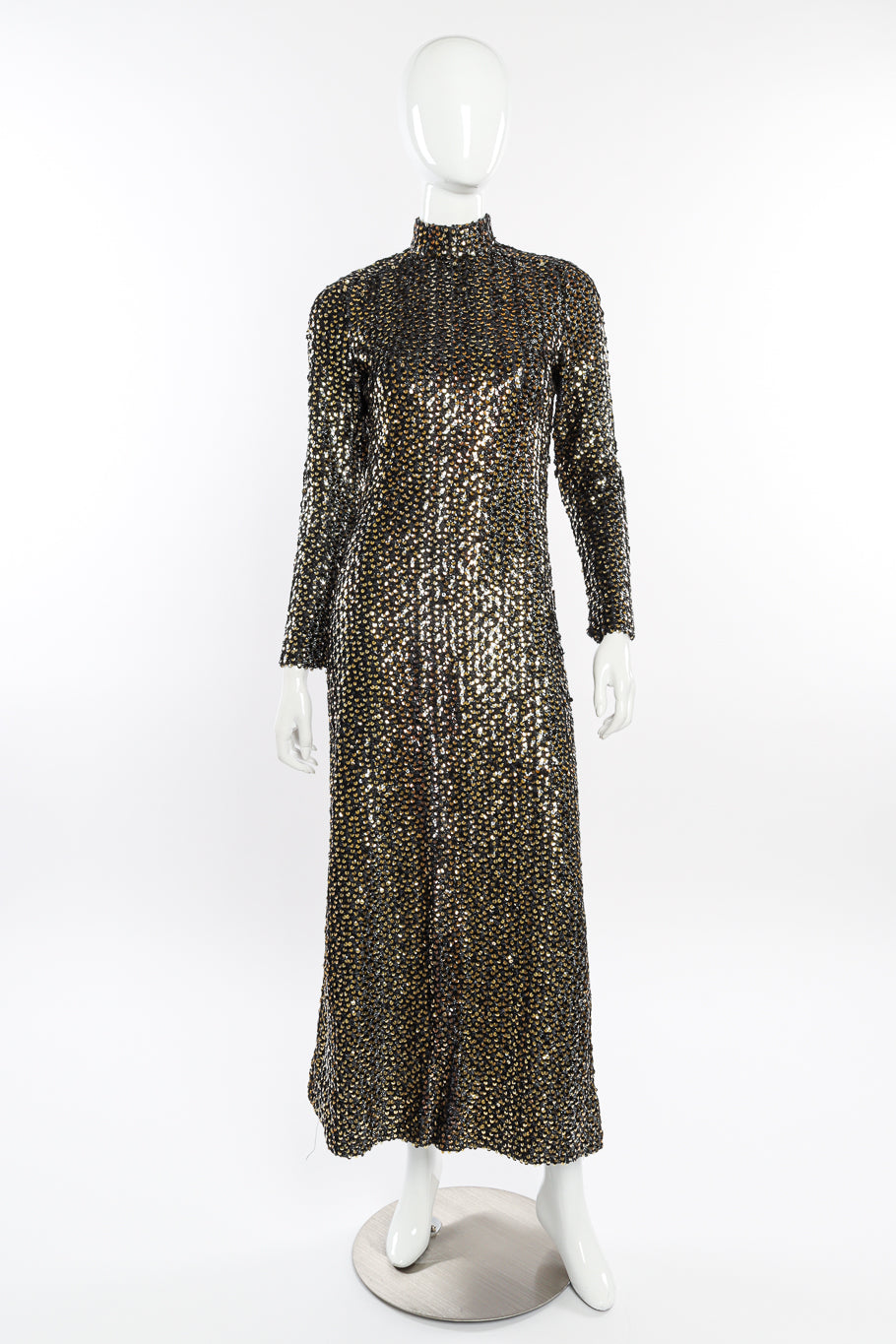 Vintage Anthony Muto Sequin Lamé Sheath Dress front on mannequin @recessla