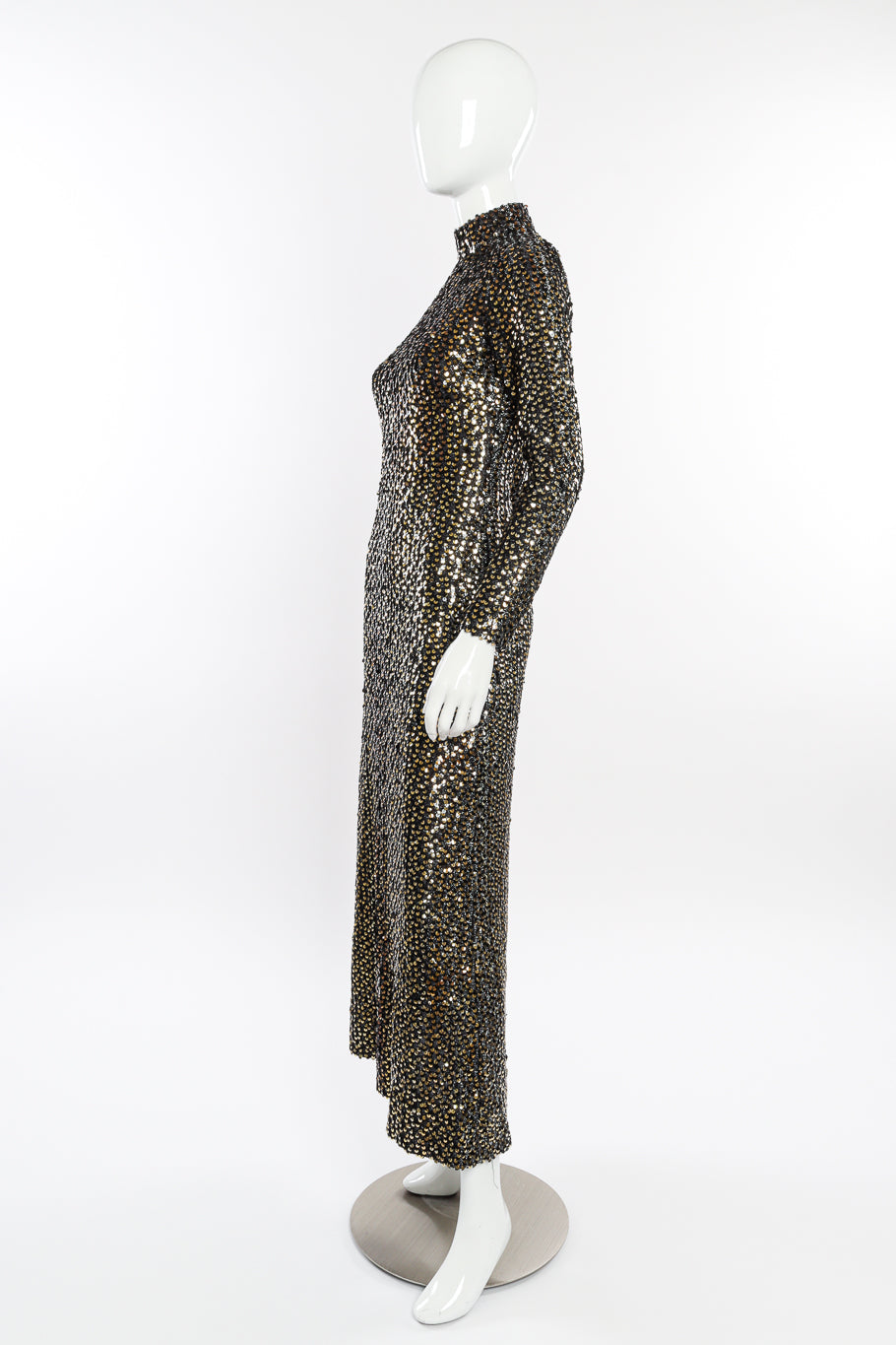 Vintage Anthony Muto Sequin Lamé Sheath Dress side on mannequin @recessla