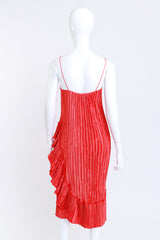 Vintage Mary McFadden Pleated Asymmetric Ruffle Dress back on mannequin @recess la