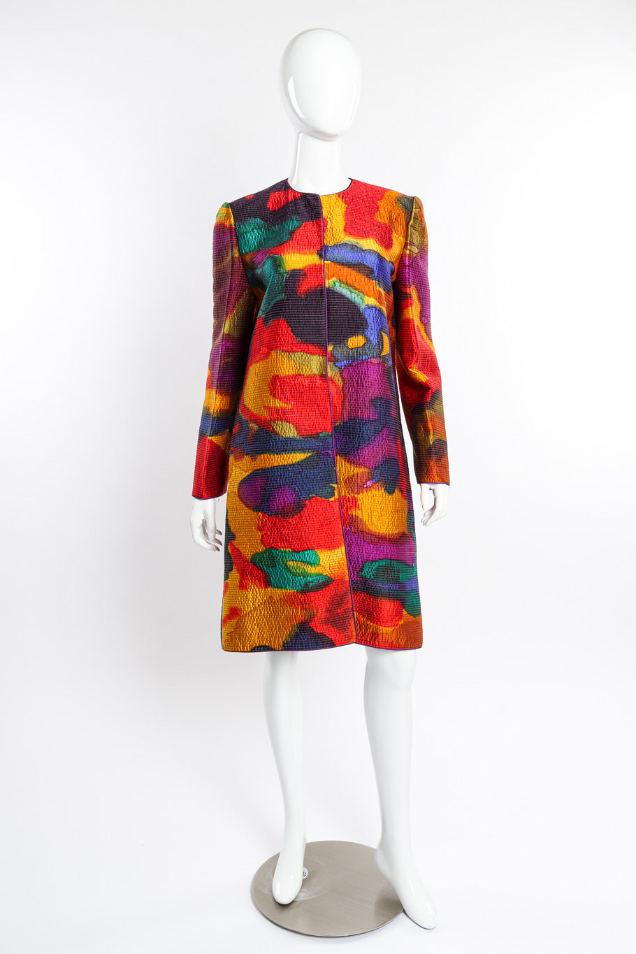 Vintage Mary McFadden Quilted Silk Splotch Jacket front on mannequin @recessla