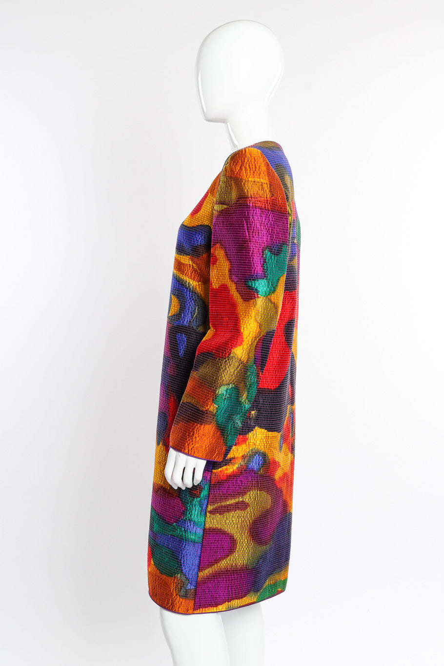 Vintage Mary McFadden Quilted Silk Splotch Jacket side on mannequin @recessla