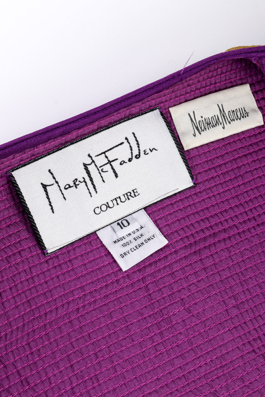 Vintage Mary McFadden Quilted Silk Splotch Jacket signature labels closeup @recessla
