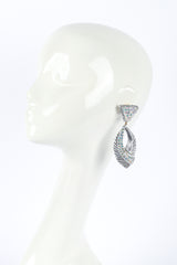 Vintage Ribbed Rhinestone Teardrop Earrings on mannequin @RECESS LA