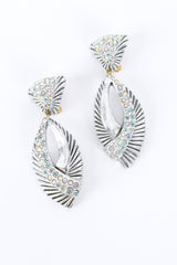 Vintage Ribbed Rhinestone Teardrop Earrings front flat @RECESS LA