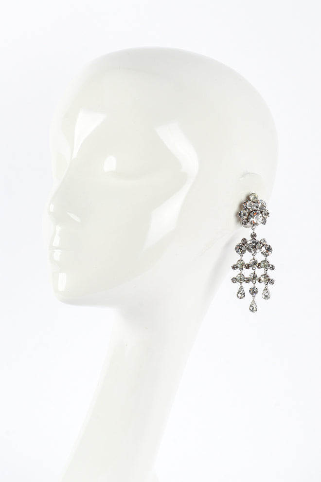 Vintage Rhinestone Cluster Waterfall Earrings mannequin @RECESS LA