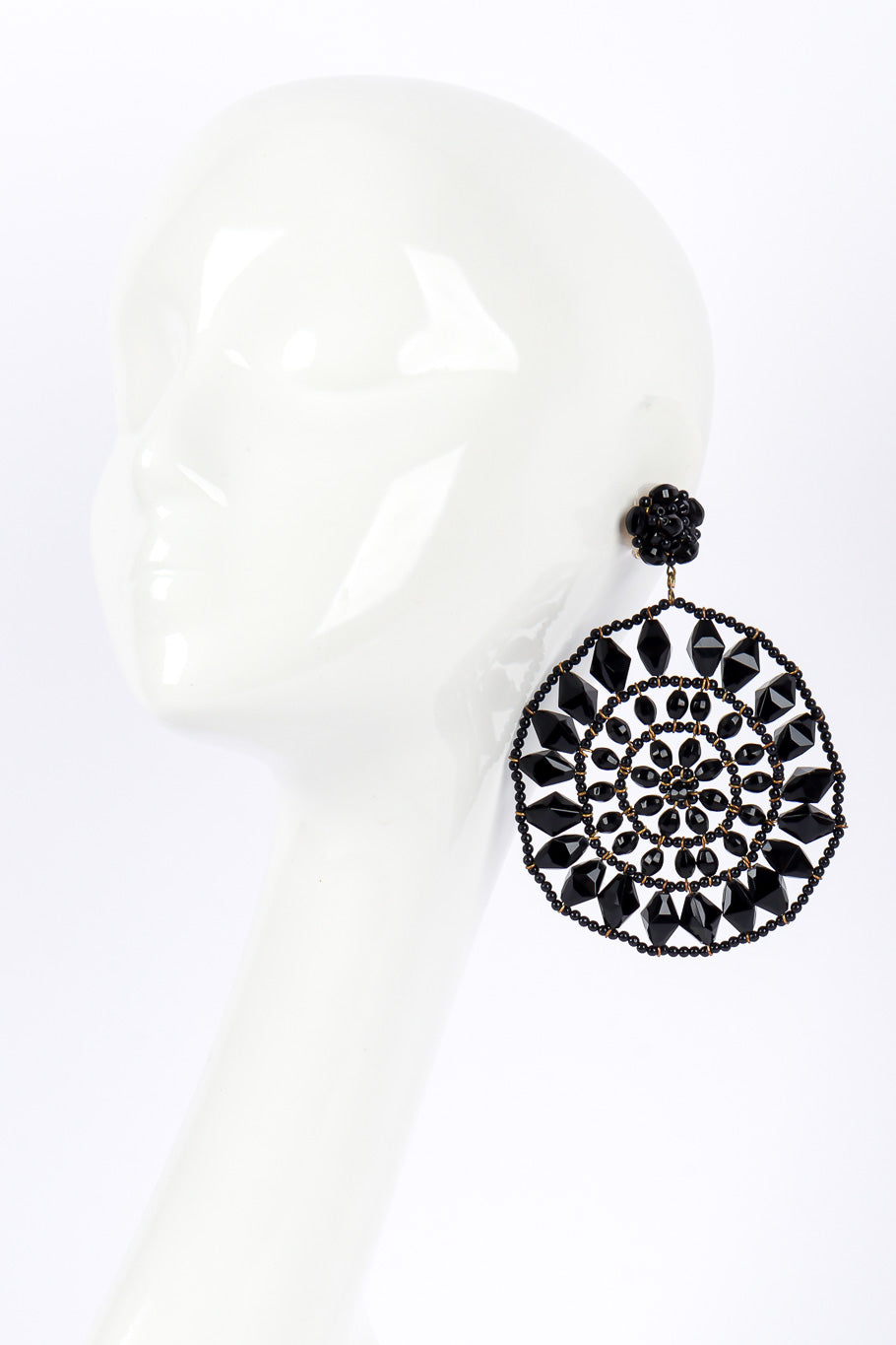 Vintage Beaded Circle Drop Earrings on mannequin @Recessla