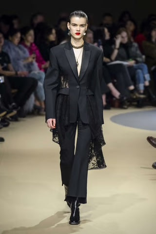 Lace Corset Tuxedo Jacket by Alexander McQueen on model on runway @ Recess LA
