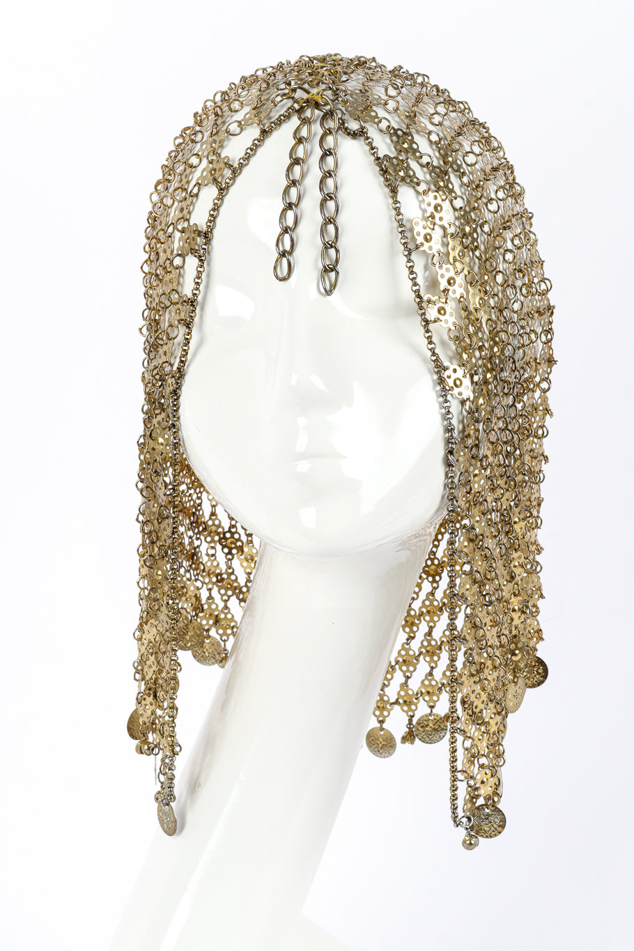Vintage Chainmail Headpiece front on mannequin @recessla