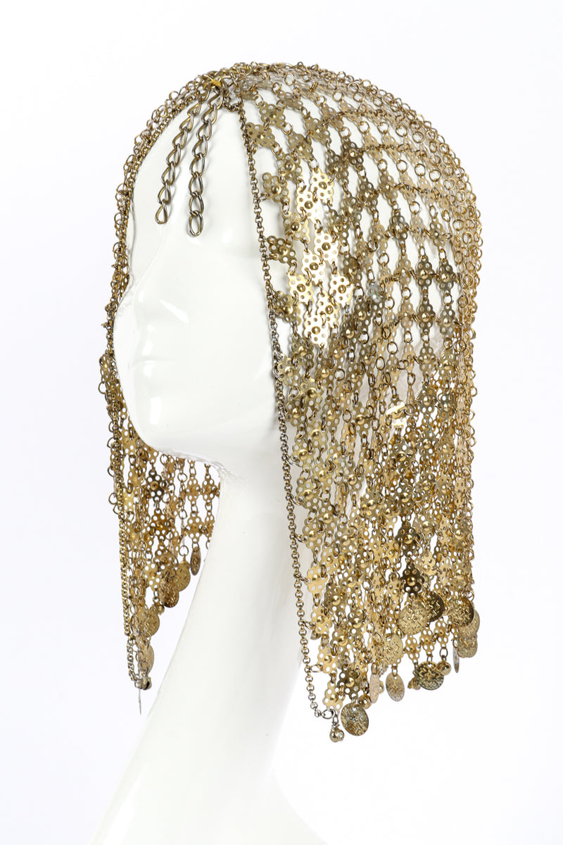 Vintage Chainmail Headpiece 3/4 front on mannequin @recessla