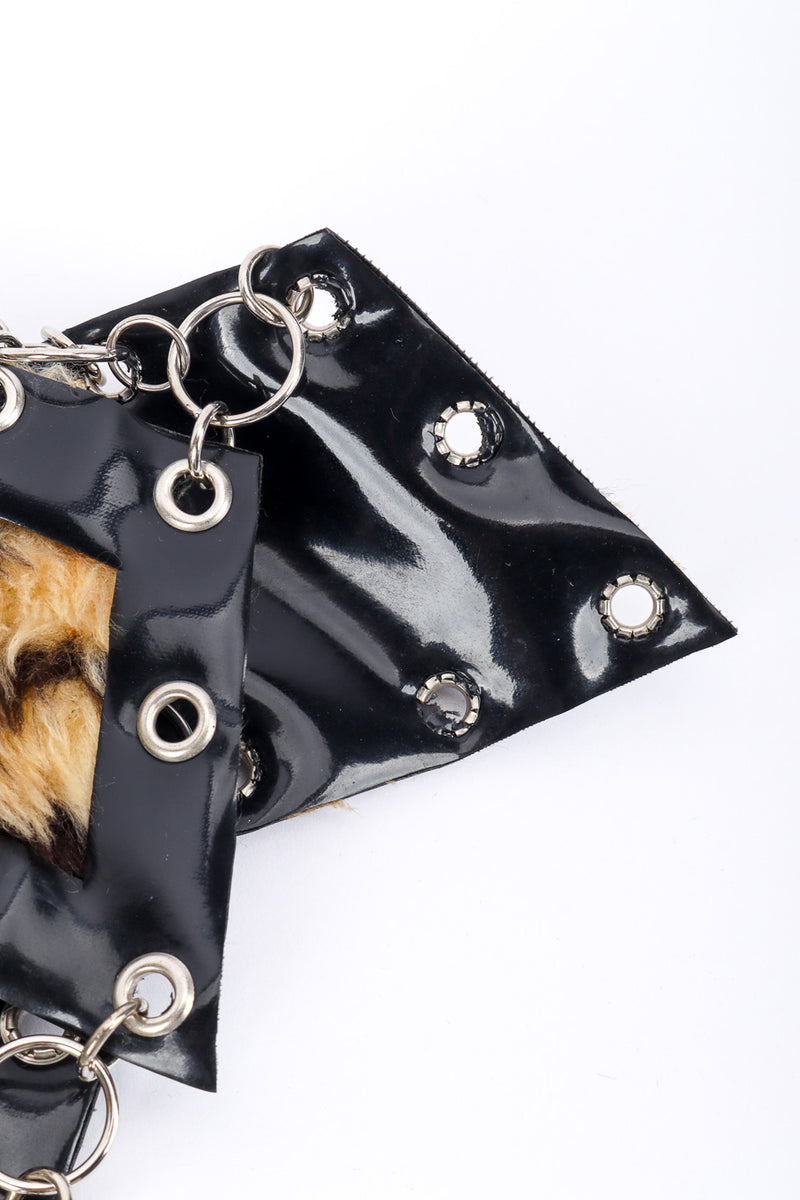 Faux Fur Chainmail Dress patent leather close @recessla