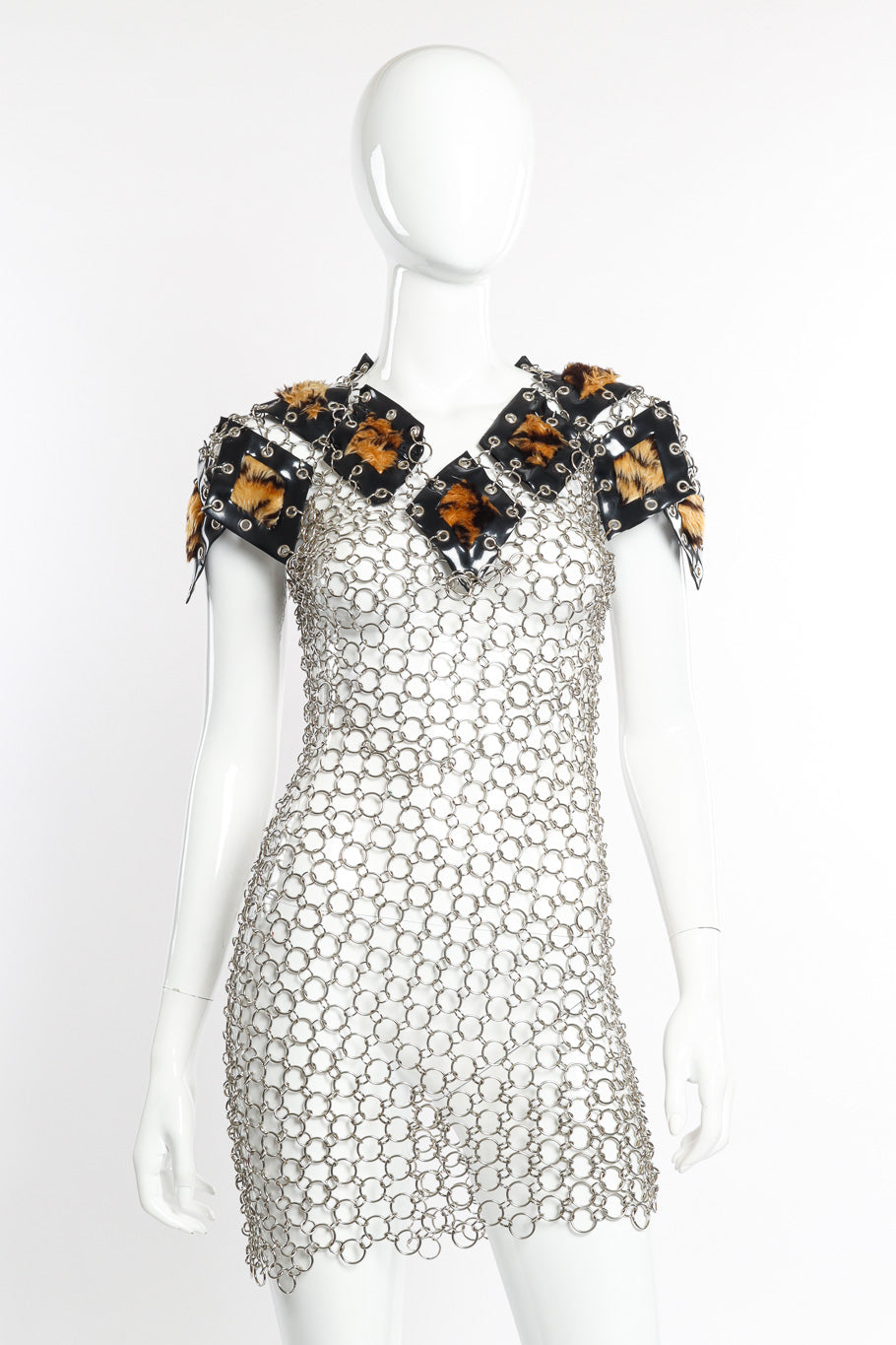 Faux Fur Chainmail Dress on mannequin @recessla