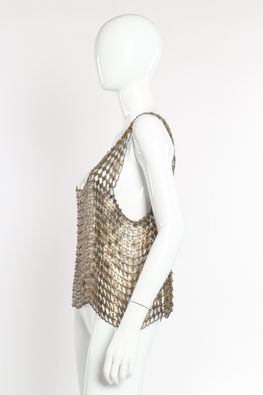 Vintage Chain Mail Tank Top side view on mannequin @recessla