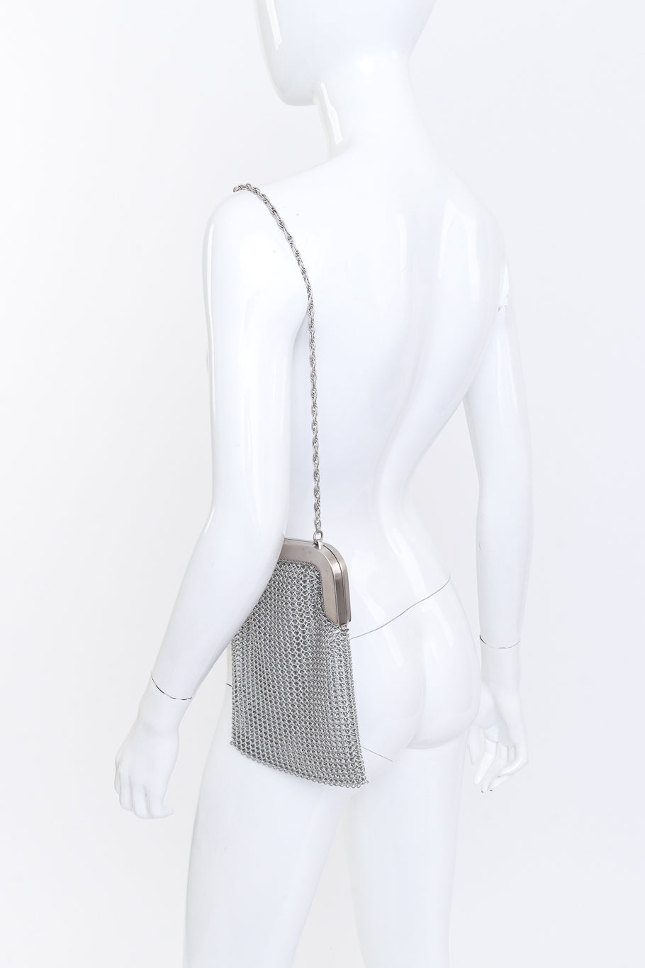 Whiting & Davis Silver Chainmail Bag mannequin @RECESS LA