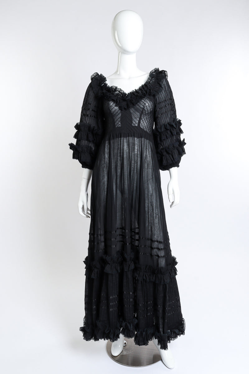 Vintage Mexicana Mexican Pintuck Ruffle Dress Recess Vintage Mexicana Mexican Pintuck Ruffle Dress Recess