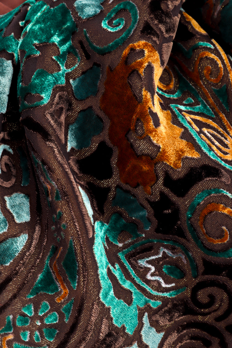 Vintage Michael Casey Strapless Velvet Burnout Gown fabric closeup @recessla