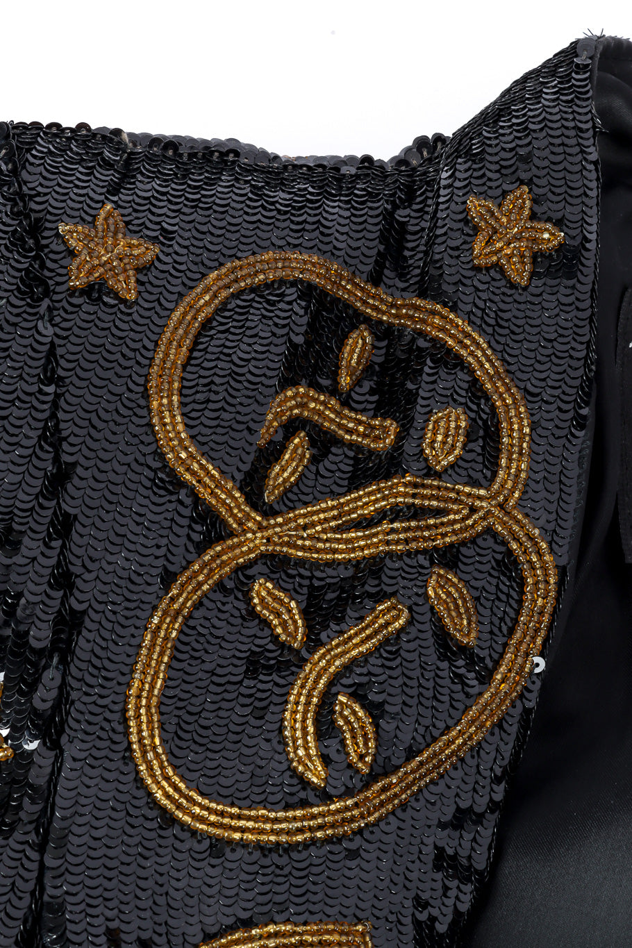 Zodiac Sequin Leather Dress & Jacket Set gemini faces close  @recessla
