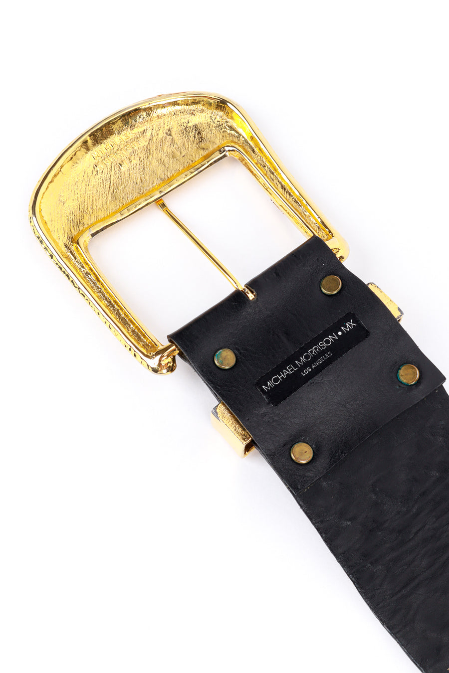 Vintage Michael Morrison MX Cross Crystal Studded Leather Belt