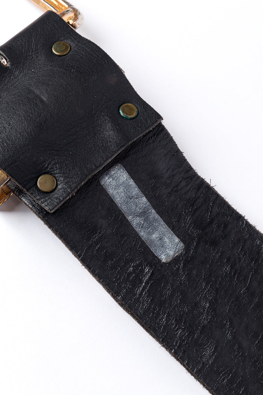 Vintage Michael Morrison MX Wide Studded Belt II back sticker residue closeup @recess la