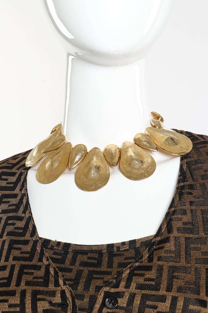 Vintage Mimi Di N Teardrop Plate Pendant Necklace on mannequin @recess la