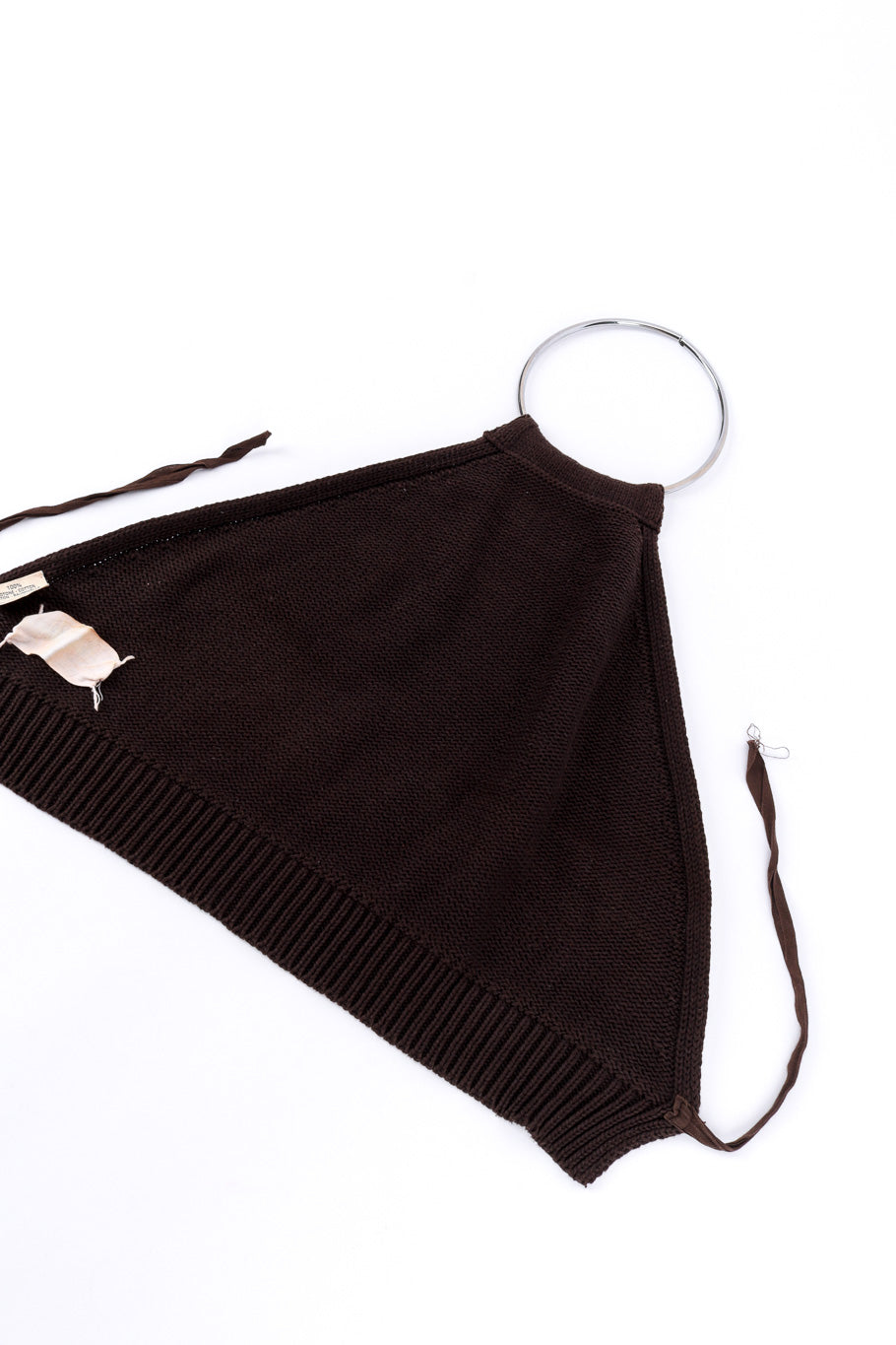Knit halter top by Maison Margiela on white background inside out @recessla