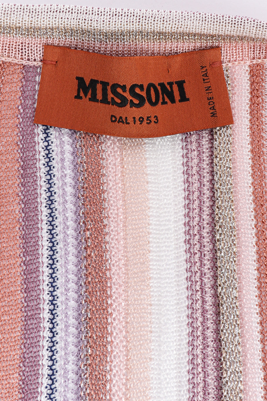 Missoni Striped Knit Duster, Tank, and Pants Set duster signature label closeup @Recessla
