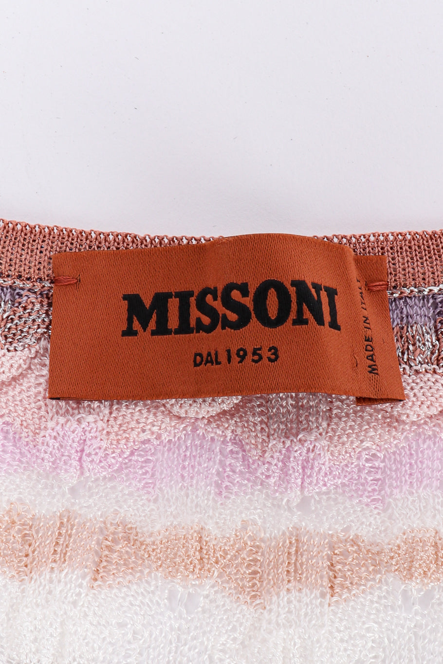 Missoni Striped Knit Duster, Tank, and Pants Set tank signature label closeup @Recessla