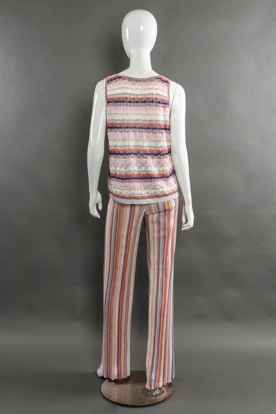 Missoni Striped Knit Duster, Tank, and Pants Set back view of tank and pant on mannequin @Recessla