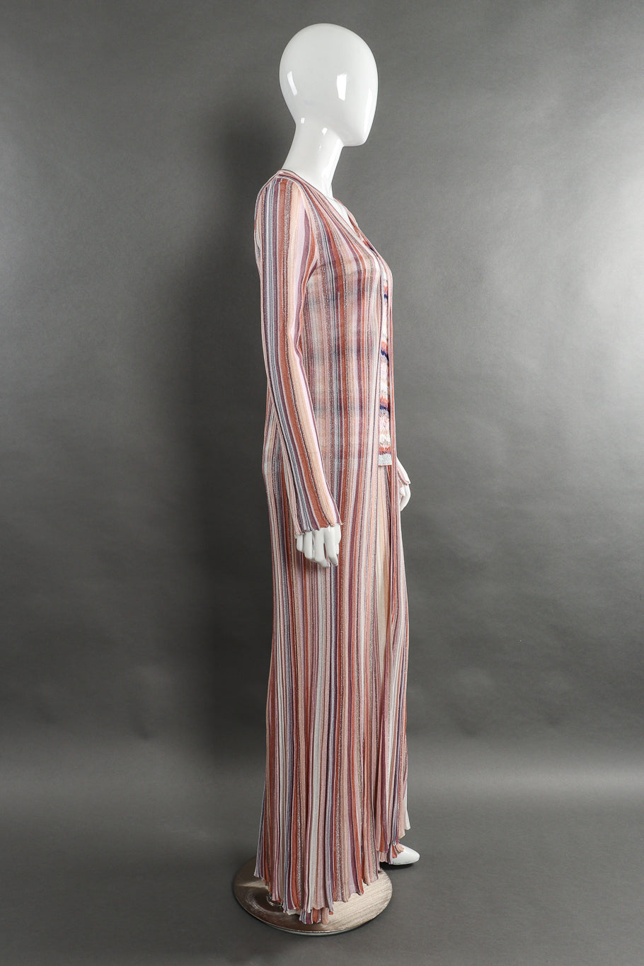 Missoni Striped Knit Duster, Tank, and Pants Set side view on mannequin @Recessla