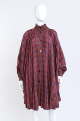 Vintage Missoni Pleated Plaid Wool Cape front on mannequin @recess la